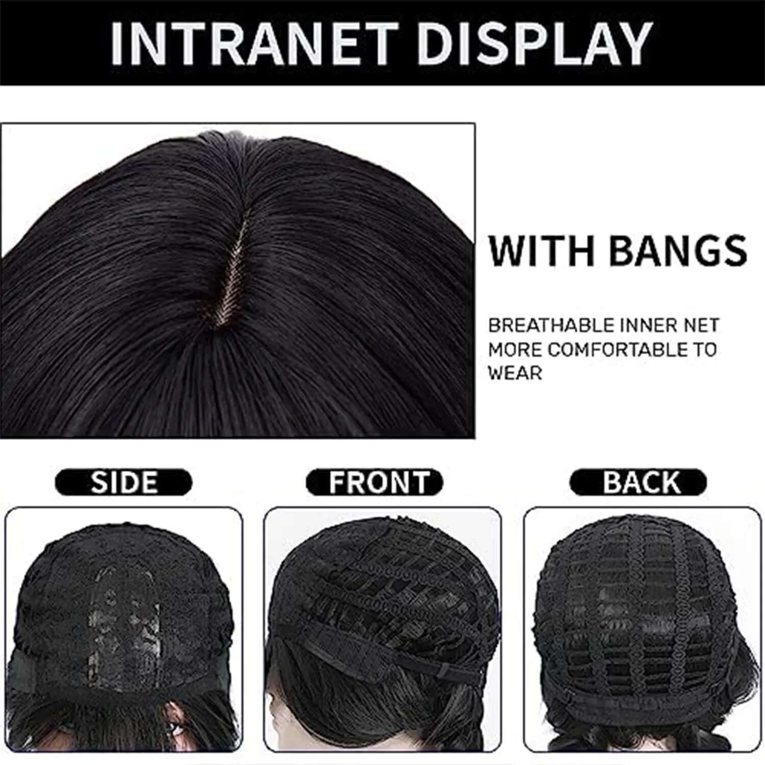 Black Cosplay Wig With Bun Synthetic Bride Costumes,Halloween Costume For Lydia Deetz Wigs For Women