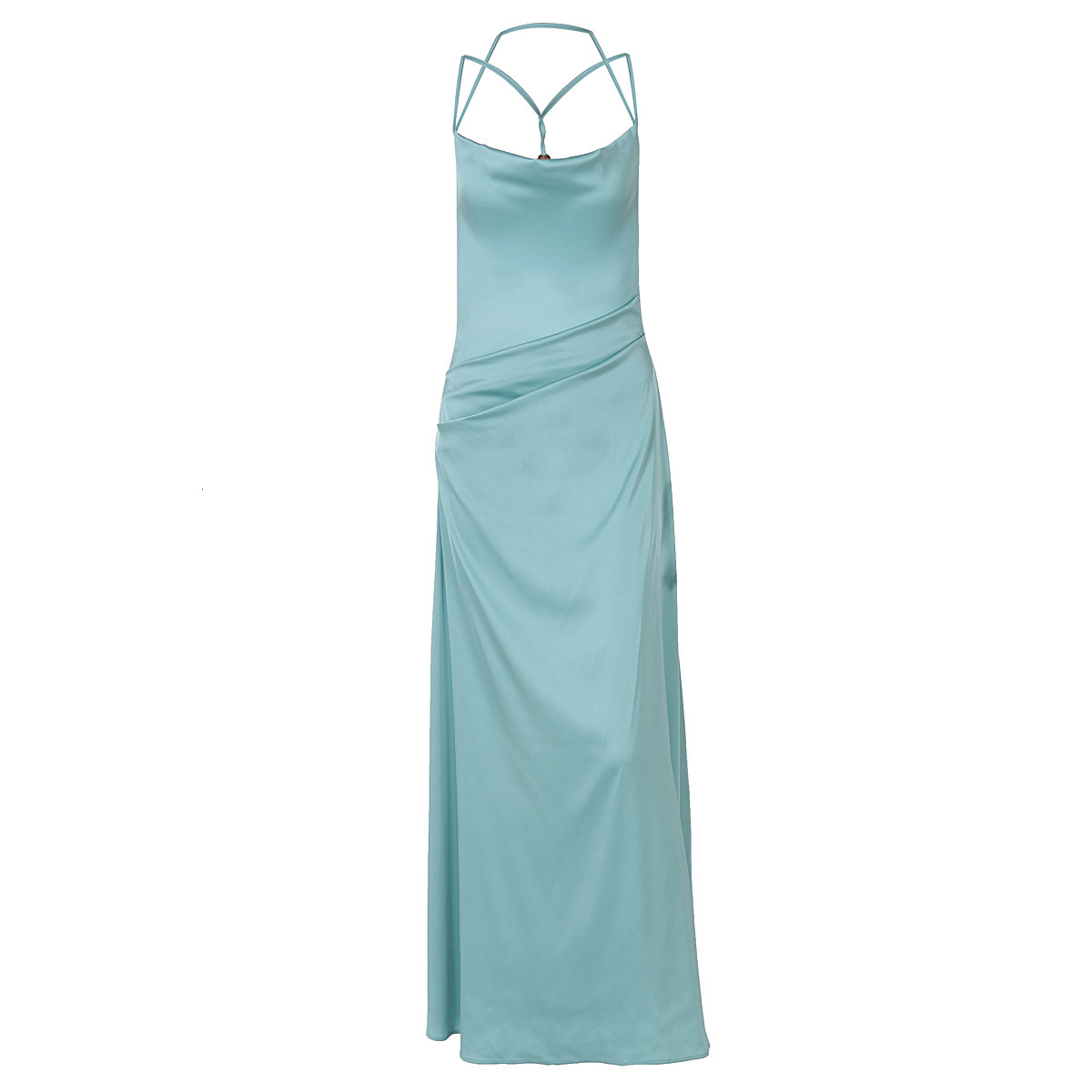 Women's Clothing New5 Spring/Summer New Product Fashionable And Sexy Backless Evening Solid Color Swing Collar Temperament Dress