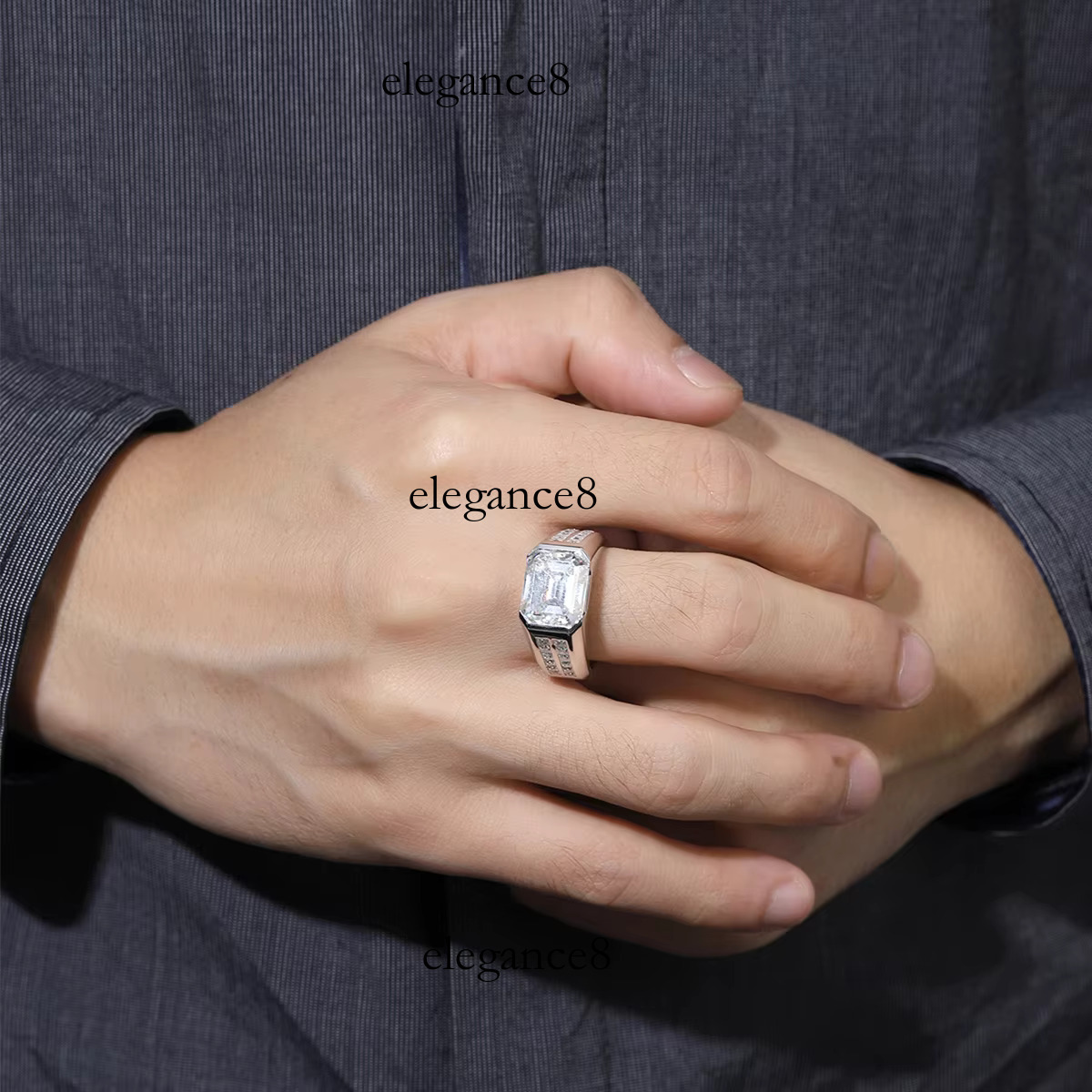 Men's 7ct Anniversary Commemorative with Unique Moissanite Engagement Ring