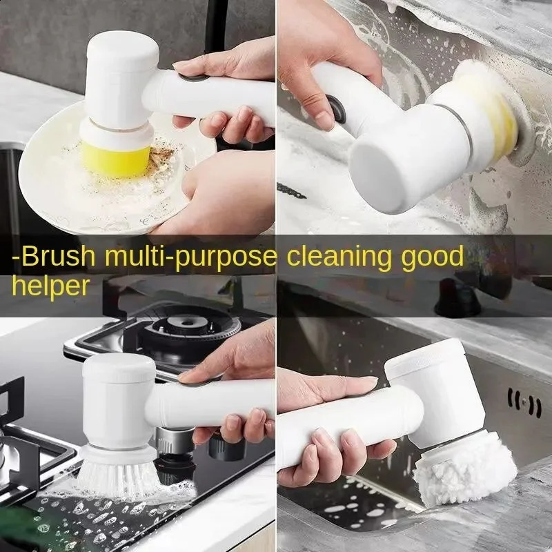 Electric Spin ScrubberBathroom Cleaning Brush Power Scrubber with 5 Replaceable Brush HeadsElectric Cleaning Brush 250225