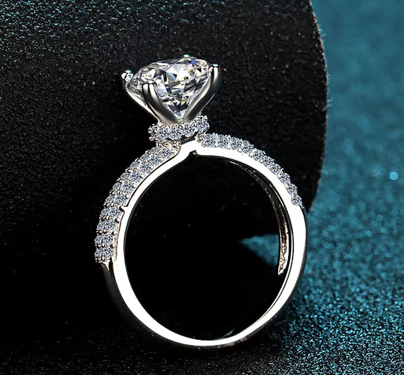 Silica ring women, 2ct quad wedding ring, sier and gold plated, 950 platinum plated for women