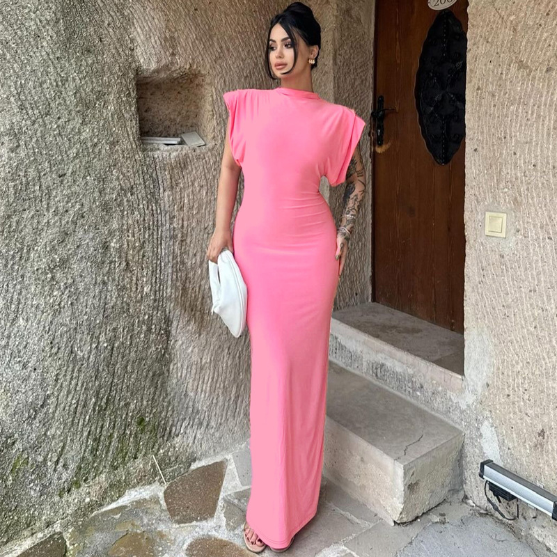 Women's Clothing New4 Summer New Product Fashionable Temperament Back Slit Sleeveless Round Neck Dress