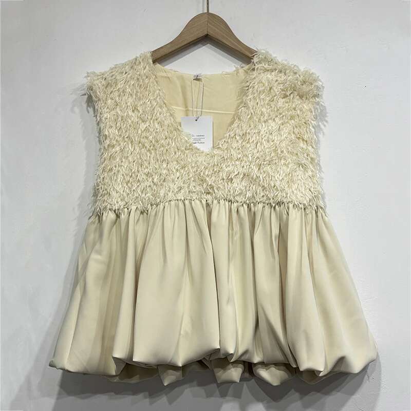 V-Neck Pullover Embroidered Flares Flare Sleeve Tank Top Tassel Patchwork Solid Color Women Vest 2025 Spring Tide 16O4321