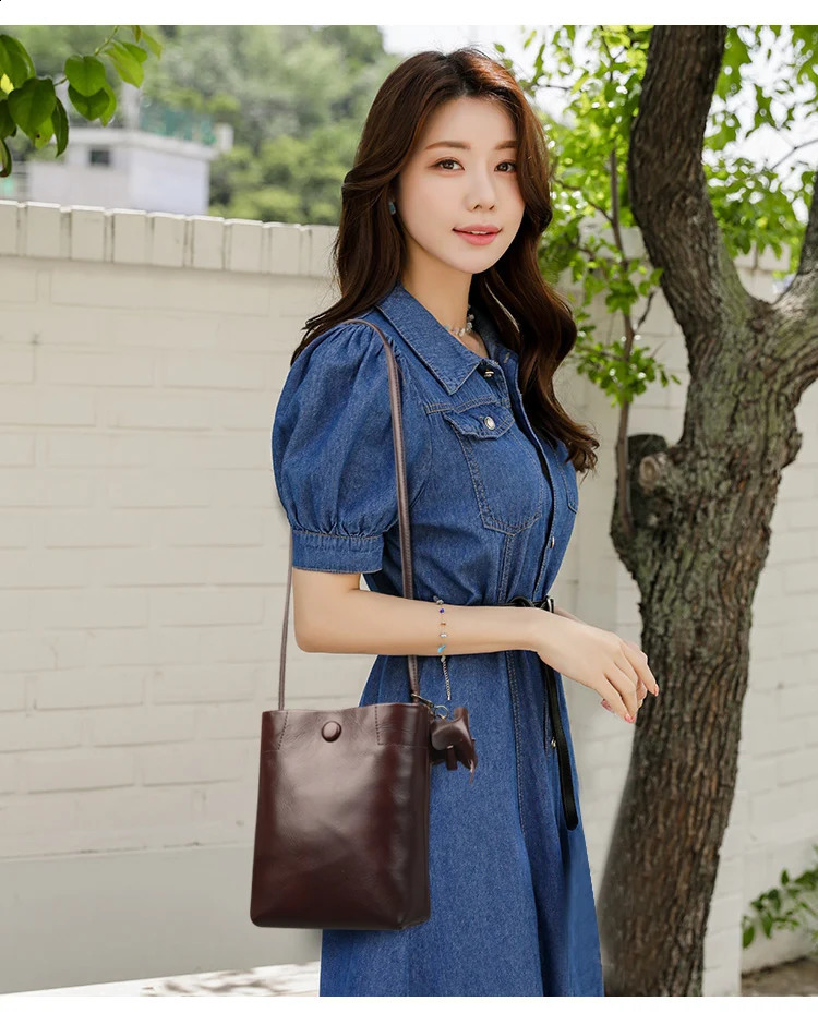 100% Genuine Leather Shoulder Bag Women Crossbody Purse er Top Layer Plant Tanned Cowhide Phone Vertical Soft Bag 250305