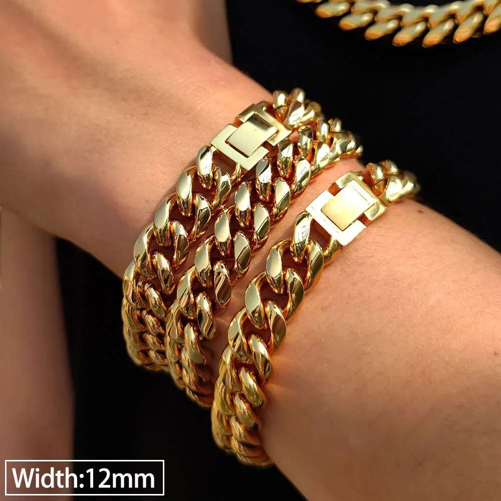 PVD Plated Jewelry Stainless Steel Men 6/8/10/12/14/16mm Trendy Cuban k Chain Necklace High Polished