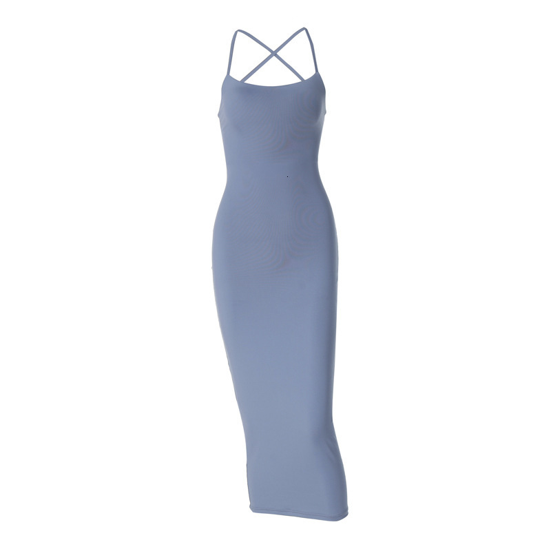 Hot Selling Women's Clothing New4 Summer New Product Fashionable And Sexy Backless Strap Slim Solid Color Dress