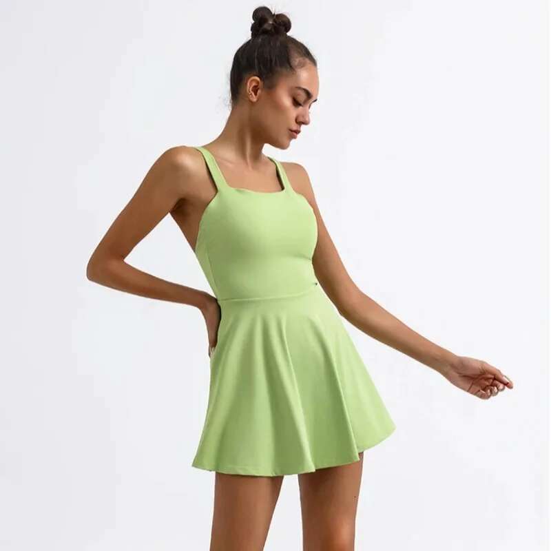 Dress With Shorts Women Blue Green Badminton Clothes Summer Sport Active Wear Golf Outfit 2025 New Beach Tennis Suit