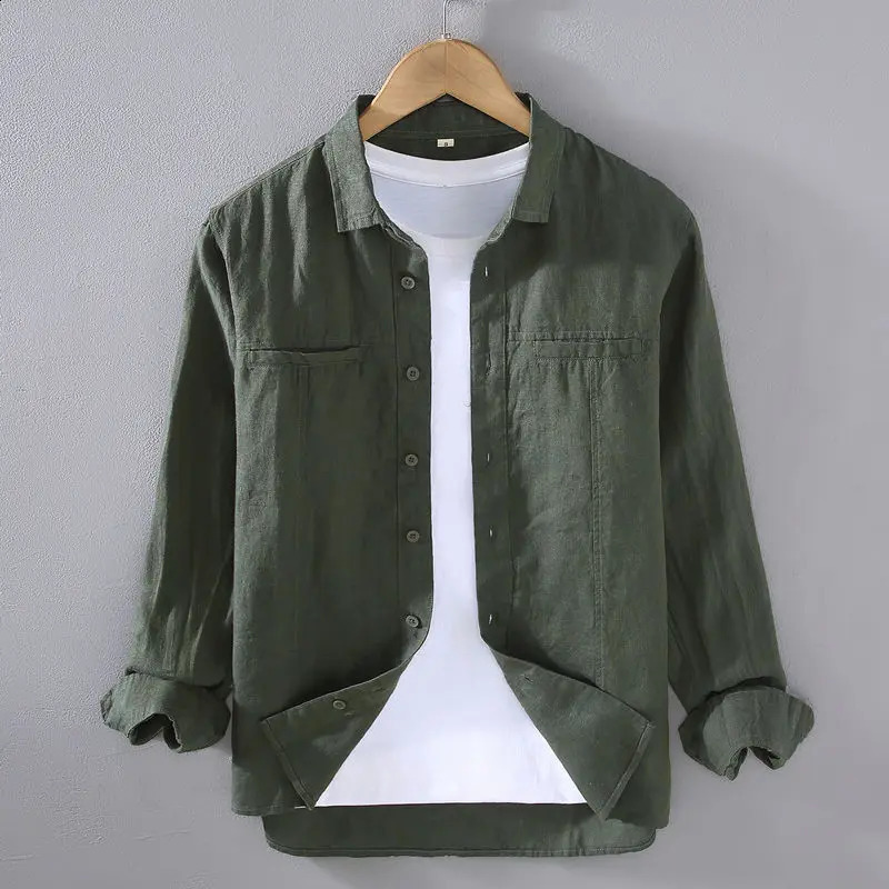Summer Mens Long Sleeve Loose Solid Color Casual Cool Fashion Shirt 250225