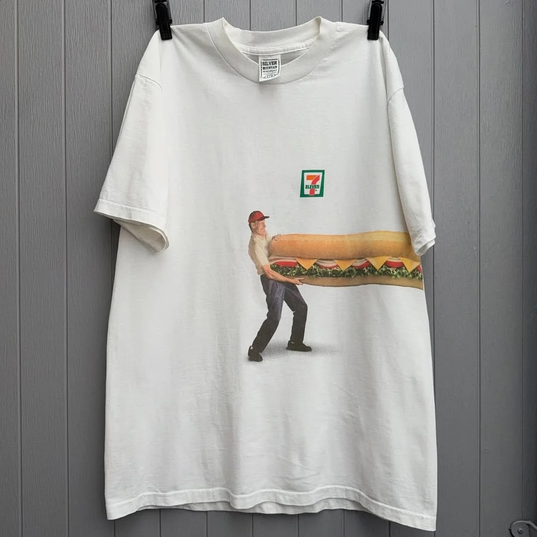 Summer niche fun letter burger cartoon printed cotton short-sleeved T-shirt American retro couple casual versatile top 250227