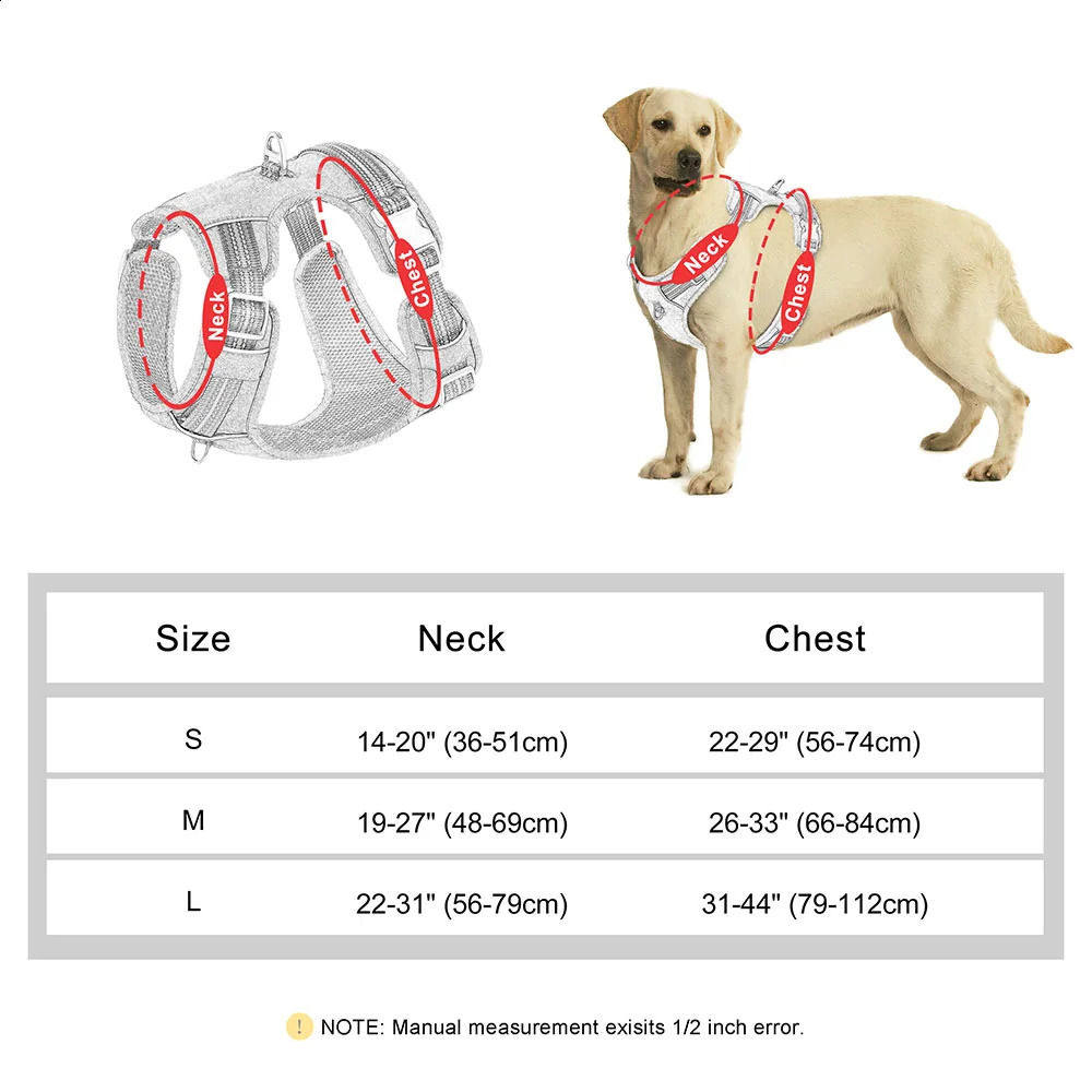 Waterproof PU Dog Harness Breathable Nylon Dog Harnesses Pet Training Walking Vest With Reflective Strip for Small Large Dogs 250224
