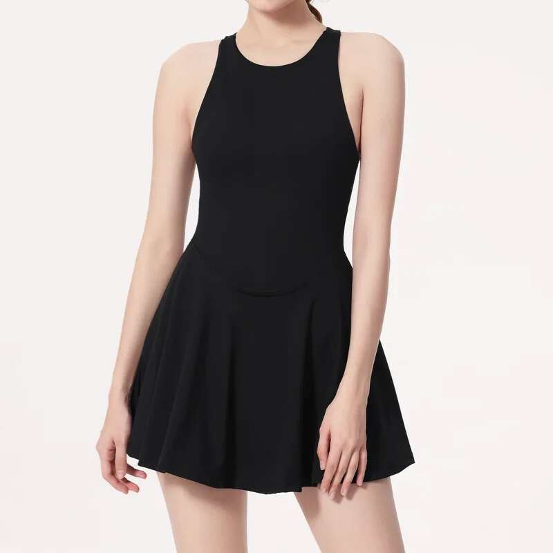 Women High Neck Stretchy Compression Quick Dry Lightweight Dress Shop New Solid Color Sexy Outdoor Sports Tennis Skirt