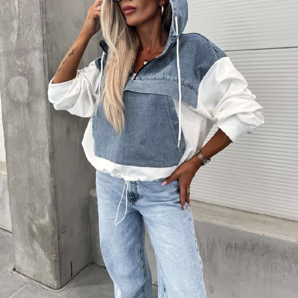 Women Autumn Hoodies Sweatshirt Ladies Long Sleeve Denim Ing Pullovers Sweatshirts Tops