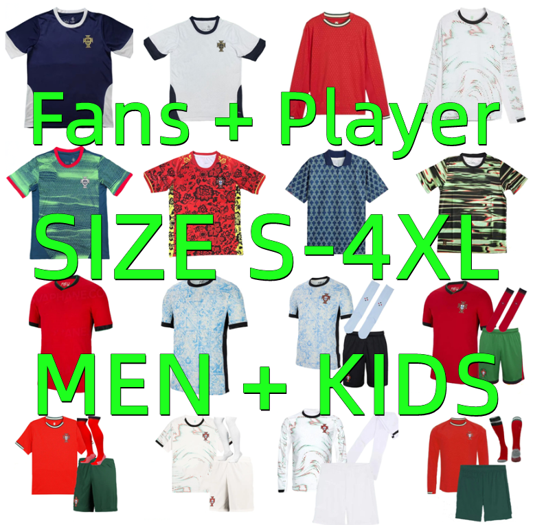 Portugal soccer jerseys 2024 2025 2026 MEN SET KIDS KIT Player versoin PEPE JOAO FELIX RONALDO football shirts DIEGO J. BERNARDO NEVES 24 25 26 Portuguesa long sleeve