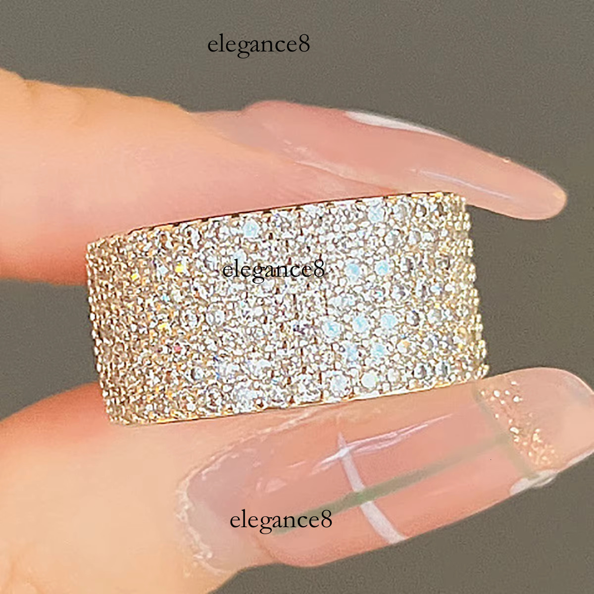 Grass Stone Exquisite Shining Simulated Silica Broadband Wedding Engagement Silver Plated Zircon Ring Jewelry Women