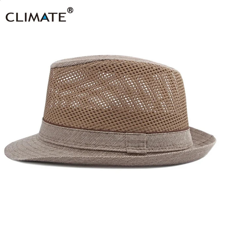 CLIMATE Summer Straw Hat Fedora Cool Men Vintage StrawPanama Hat Paper Retro Hats for Man Solid Fedoras Cap Fedora Men Hat Cap 250228