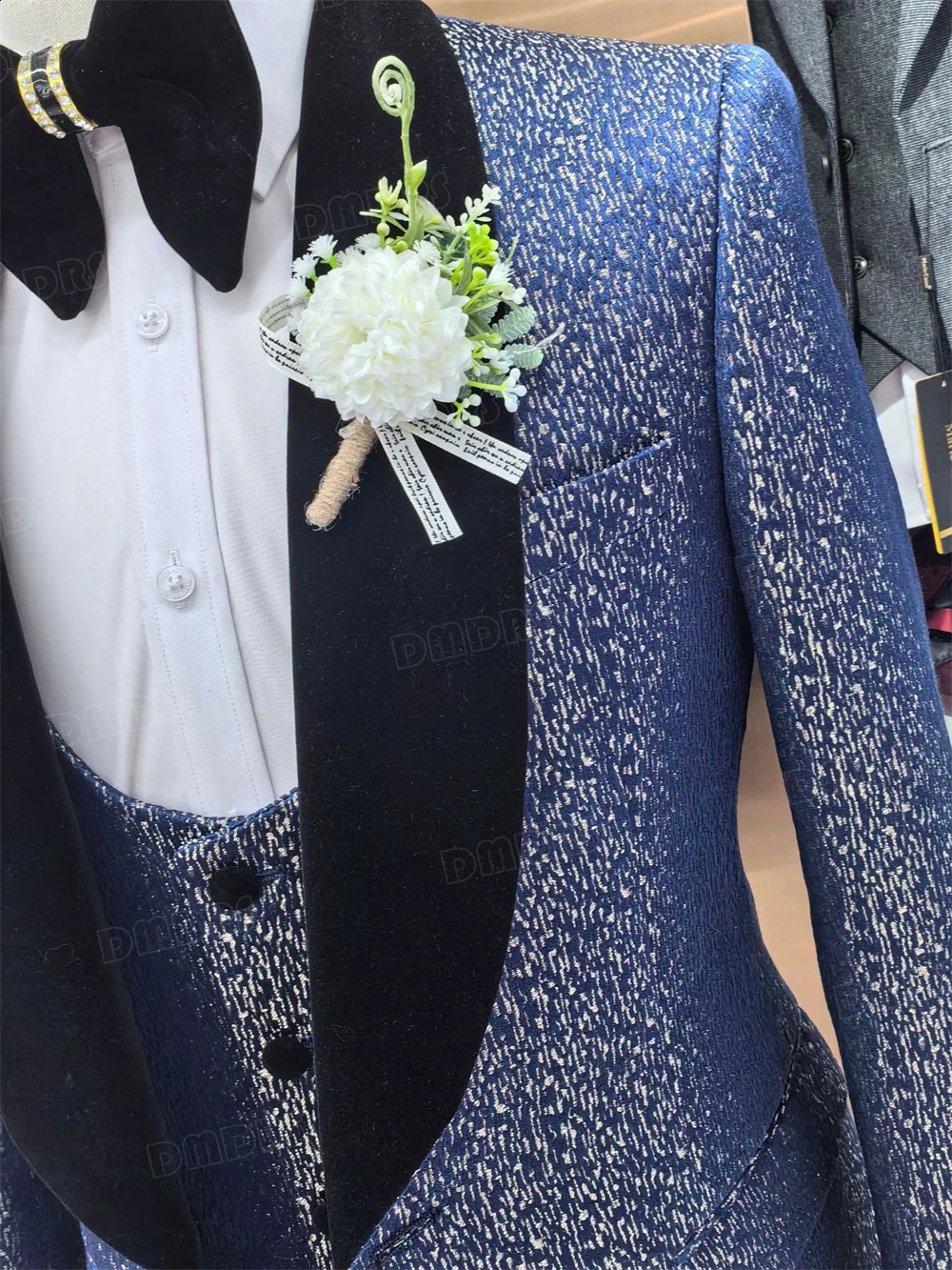 3 Pieces Wedding Groom Host Tuxedo Formal Suits Blazer Vest Pants Set Plus Size One Button Shawl Neck Mens Suit Set 250224