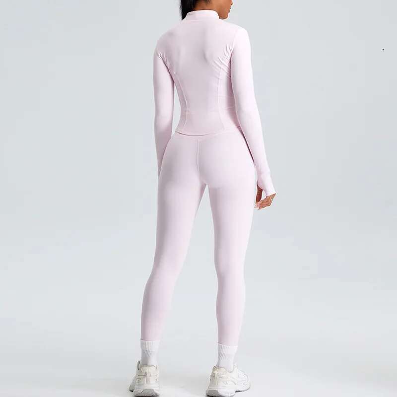2 Piece Yoga Set Workout Outfits For Women Tracksuit Long Sleeve Zipper Slim Jacket High Waist Leggings Gym Sport Running Suit