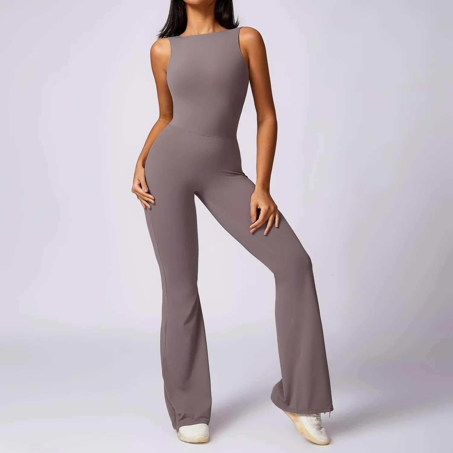 Sexy Back V Gym Set Casual Micro Flare Fiess Yoga Wear Sportswear Women Sports Jumpsuit Stretch Workout Bodysuits