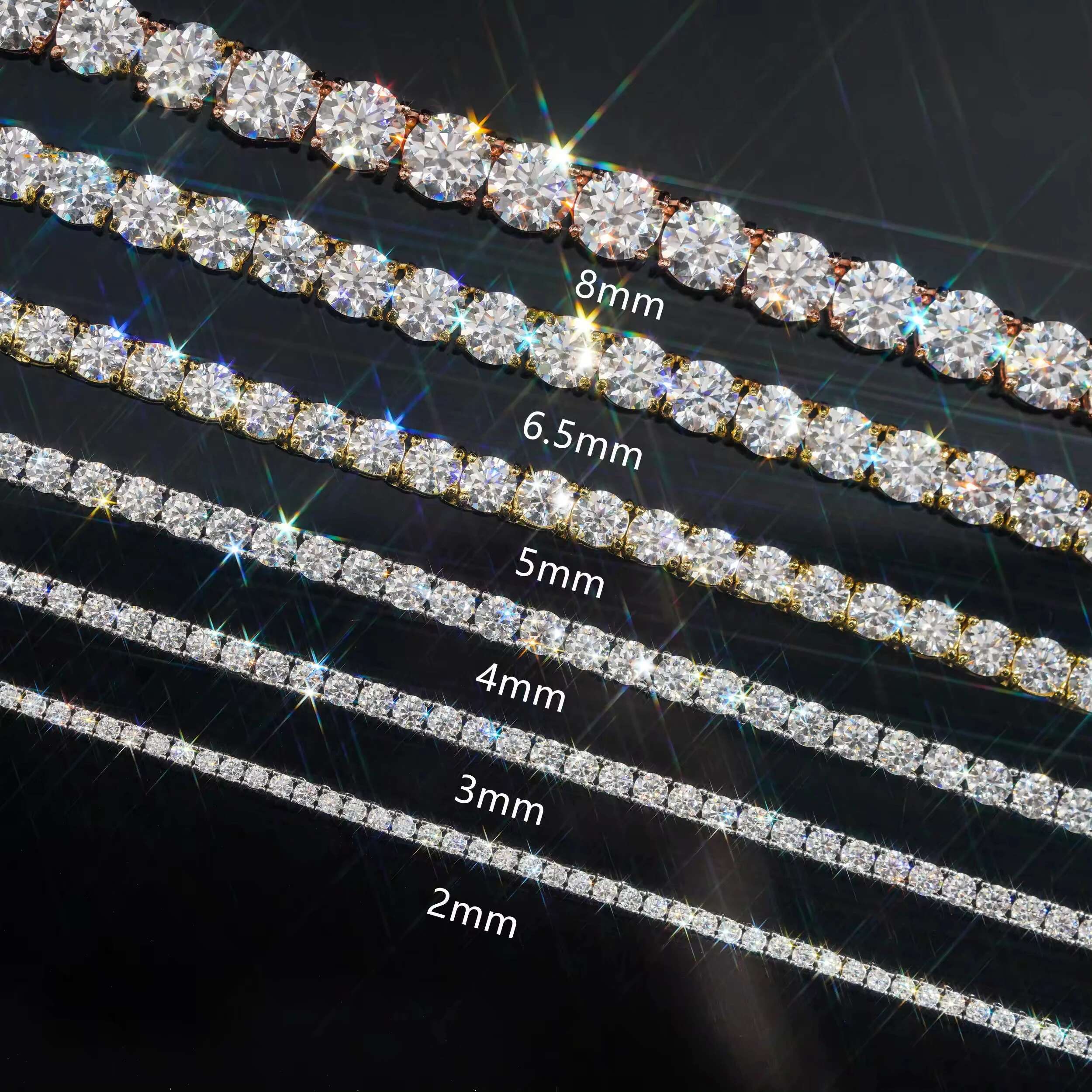 Consummate Moissanite Chain for Women Man Gold Plated Sterg Sier Jewelry Hip hopTennis Bracelet