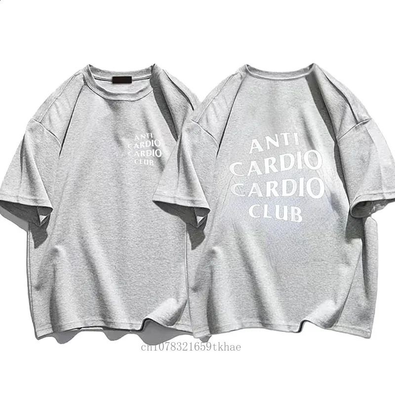 Men Clothes Plus Size Anti Cardio Club T Shirt Gym Life Letter Print T-Shirt Cotton Tshirt for Women Oversize Male Tee Summer 250228