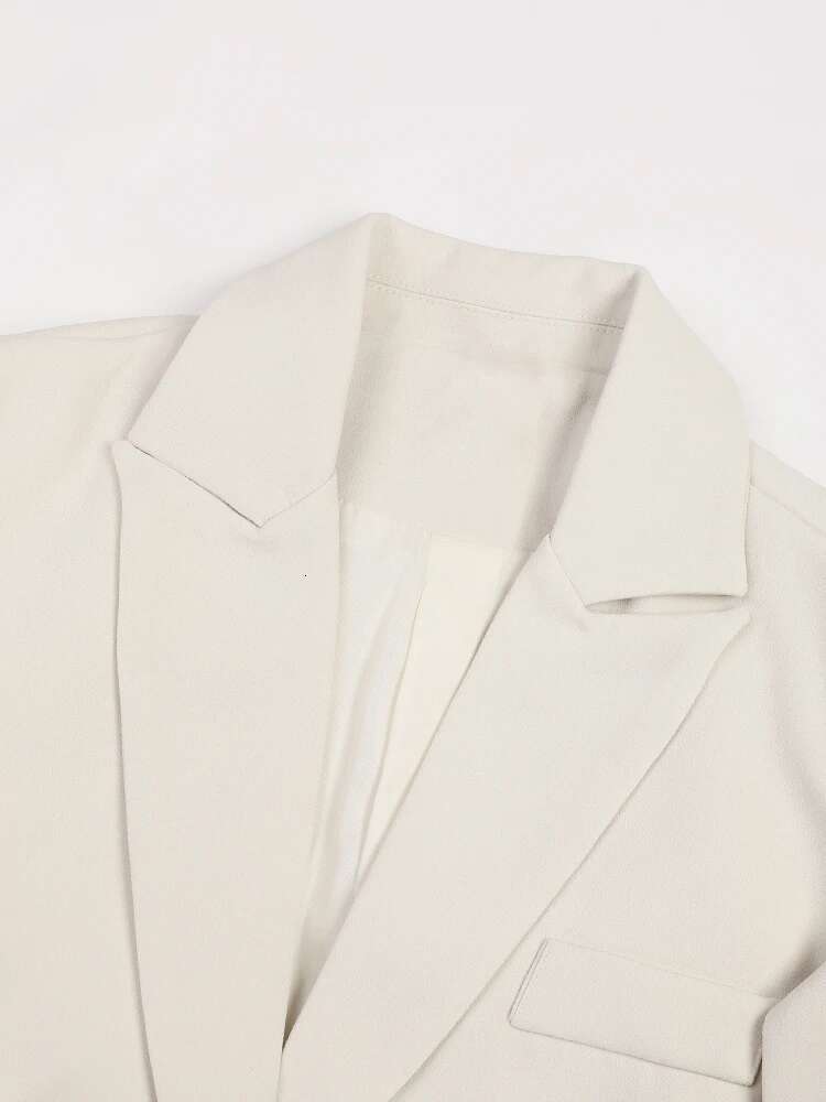 Beige Wer Irregular Blazer Women New Lapel Long Sleeve Loose Fit Jacket Fashion Tide Spring Autumn 2024 Zm542