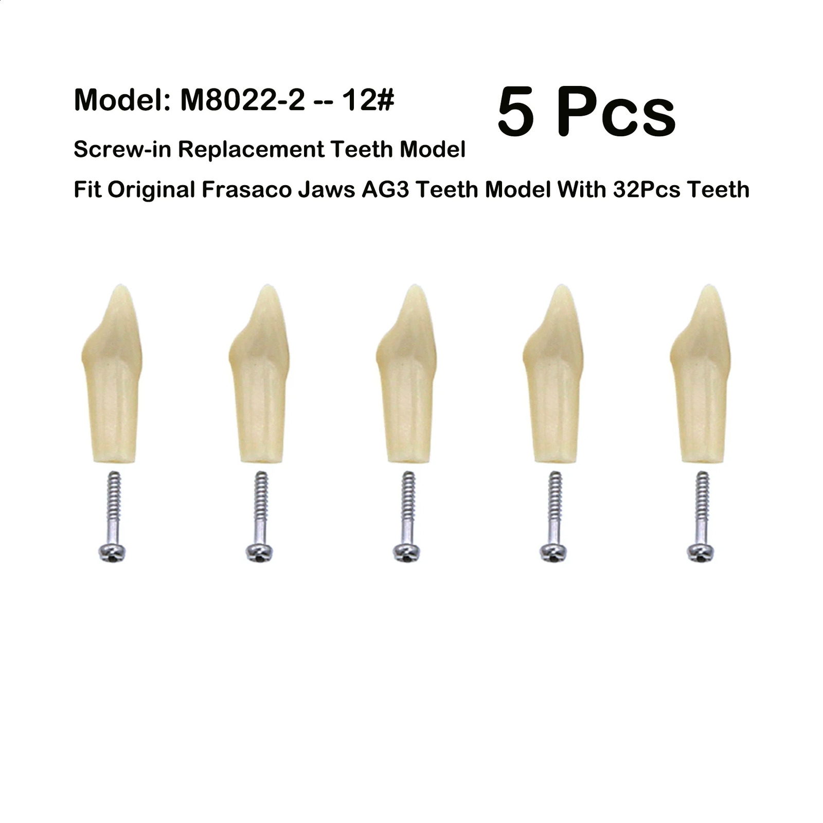 5Pcs Frasaco Jaws AG3 Original Type Fit Dental Teeth Model Replacement Screw-in Standard Typodont Practice Filling 11#-18# 250227