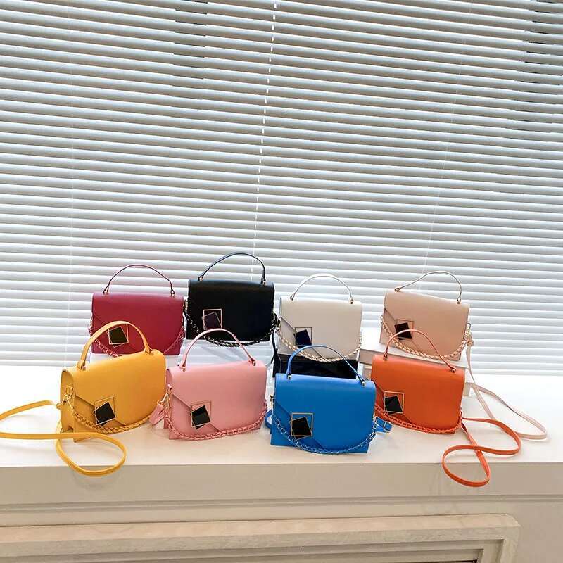 New Fashion Square Shoulder Bag With Chain Handle Handbag And Wallet Designer Solid Color Pu Crossbody Bag