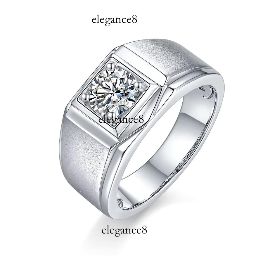 Pure Sier - Single Stone Wedding/Engagement/Anniversary Gift Men's 1 Moissanite Ring