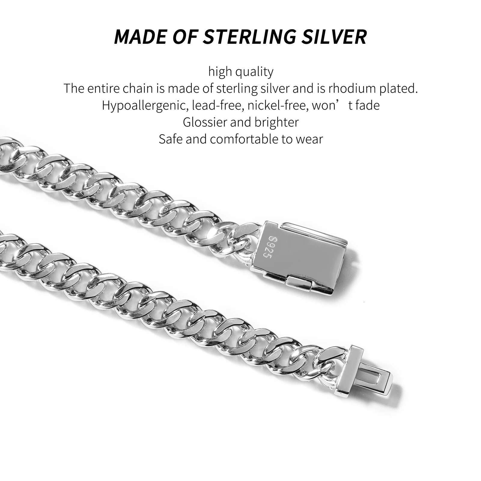 Uwin S Moissanite 6mm Cuban Chain Miami Sterg Sier Necklace for Women Bracelets Dia Tester High Quality Fine Jewelry