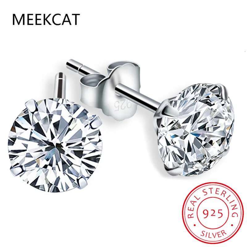 Real 0.5-1 Carat D Color Moissanite Stud Earrings For Women Top Quality 100% Sterg Sier Sparkg Wedding Jewelry