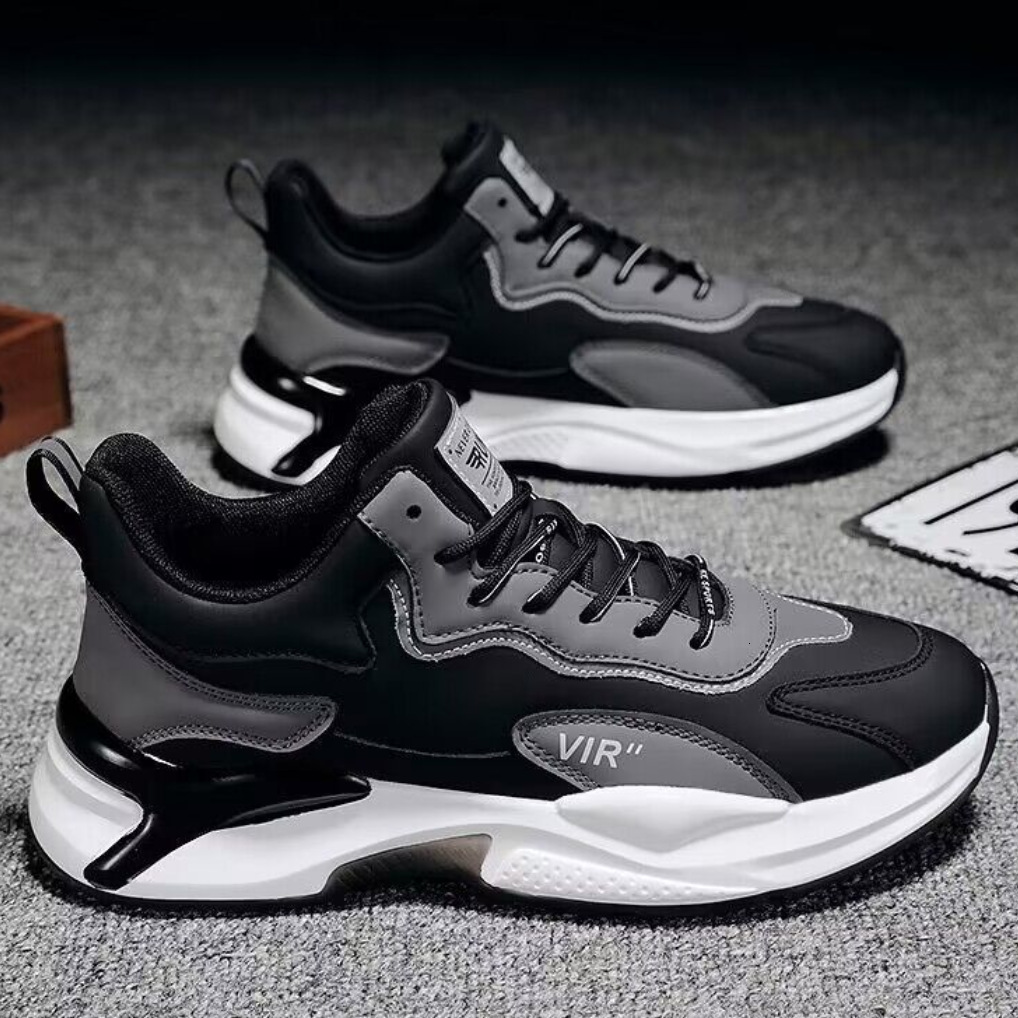Men's Summer New Breathable Leather Men's Sports Korean Version Versatile White Interior Height Increasing Dad Trendy Shoes