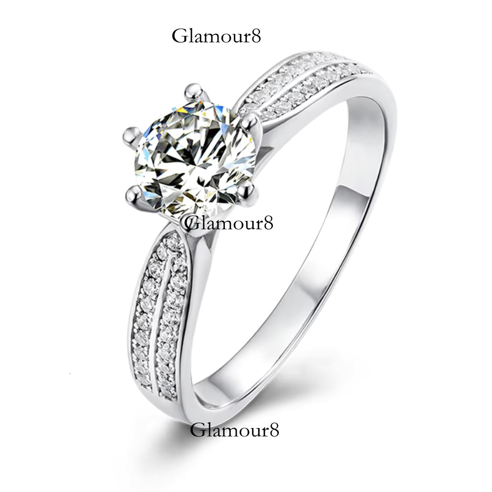 Elegant pure sier 1ct engagement with rhodium plated silica for women's commitment ring