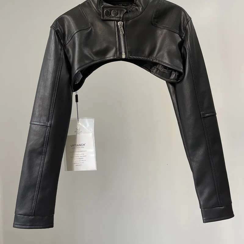 PU Chic Vintage Black Faux Leather Zipper Zip Up Coat Biker Jacket Girls Smock Top Women High Street Bella Outfits
