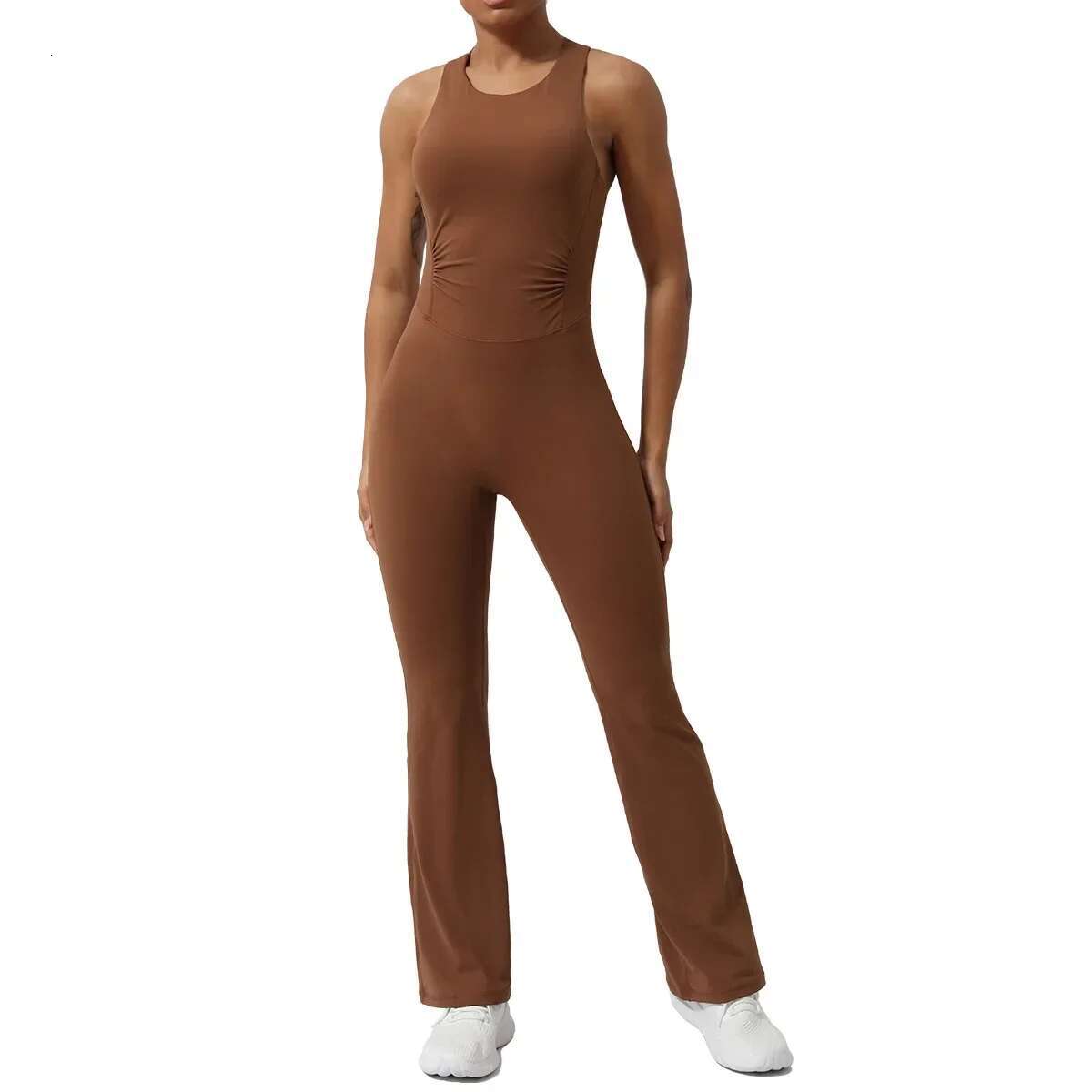 Seamless Yoga Jumpsuits Sports Fiess Peach Hip-Lifting Tight Flared Pants Backless One-Piece Workout Gym Tracksuits For Women