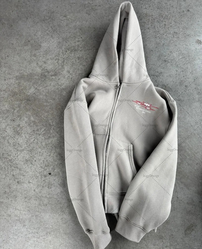 European and American street original clothing personality trend super Dalian hoodie retro hip-hop fully matched zipper sportswear mens style 250226