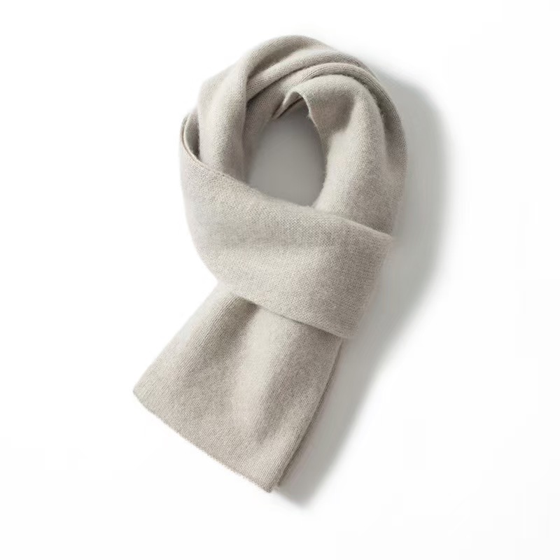 K032 Cashmere scarf for men and women, wool knitted, thickened, warm neck scarf, solid color, 2024 winter new style, versatile