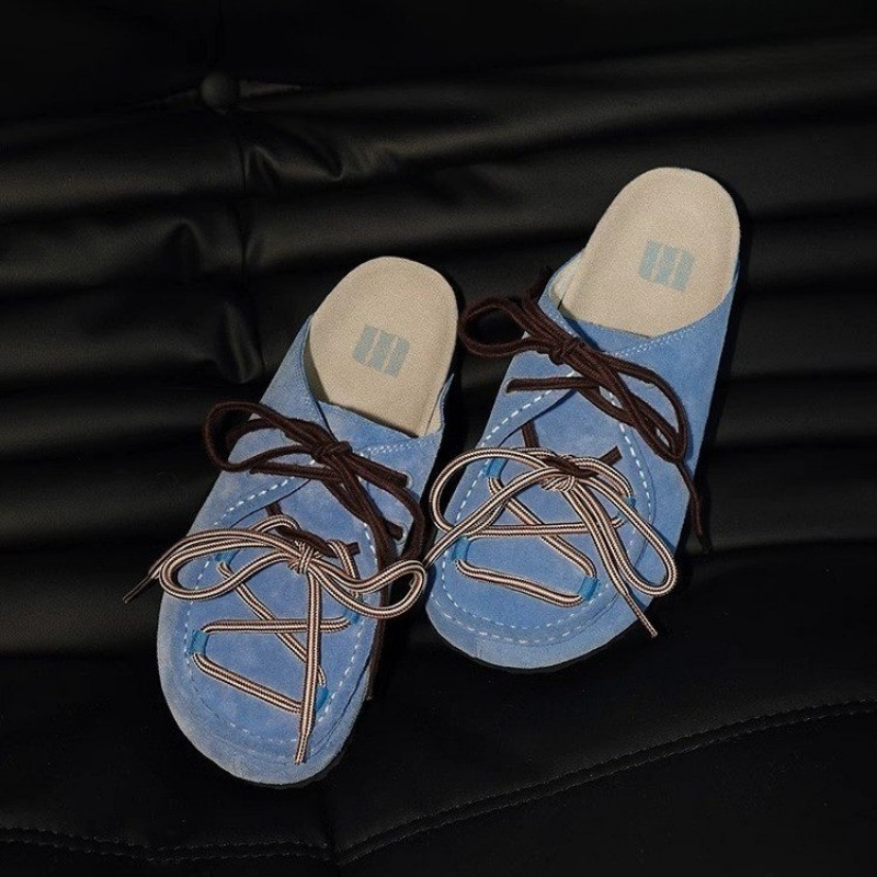 2025 New Women's Anti slip Ballet Half Slippers Leopard Pattern French Retro Slippers Women's Summer Outerwear Platform Sandals