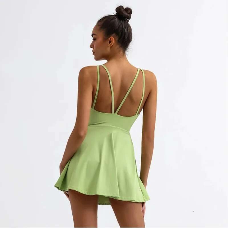 Dress With Shorts Women Blue Green Badminton Clothes Summer Sport Active Wear Golf Outfit 2025 New Beach Tennis Suit