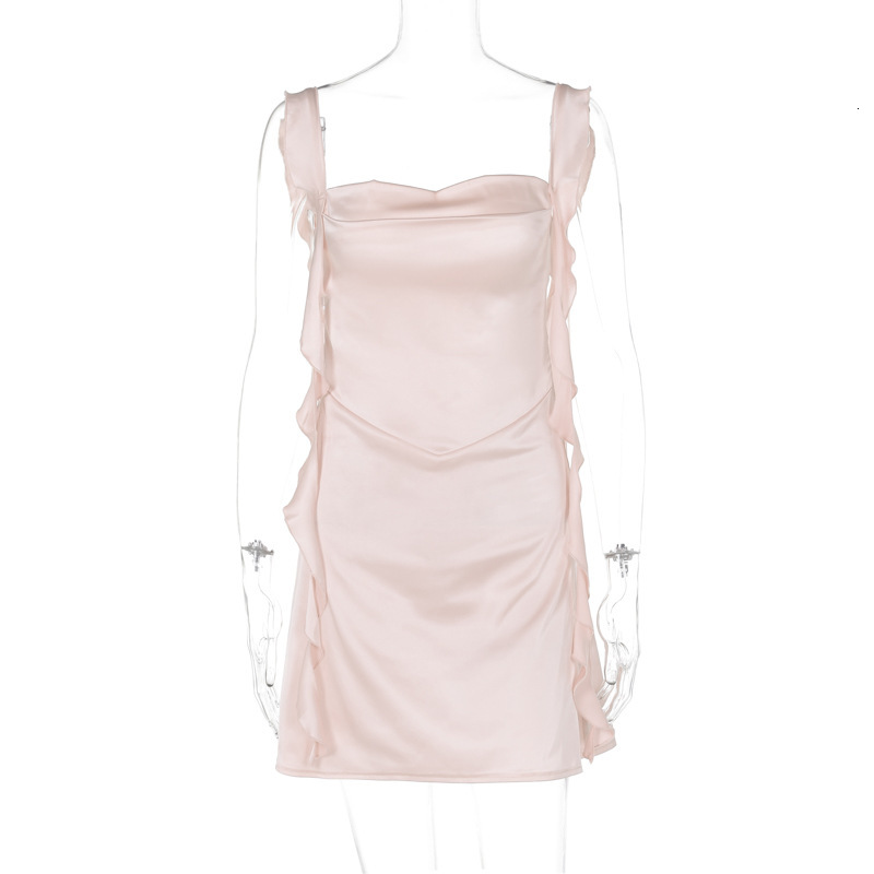 Women's New4 Summer New Fashion Sexy Open Back Ribbon Solid Color Dress