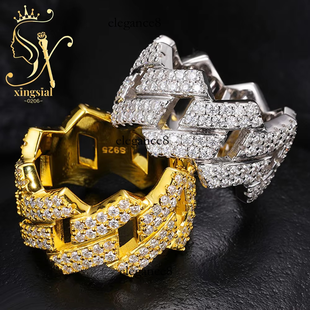 Sial Hip Hop Party Gift Pass Tester Sier Iced Micro paved Men's VVS Silica Ring