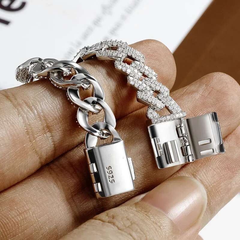8.8MM Cuban Tennis Bracelet for Man Full Dia Sparkg Zircon Sterg Sier Plated White Gold Party Bracelets Jewelry