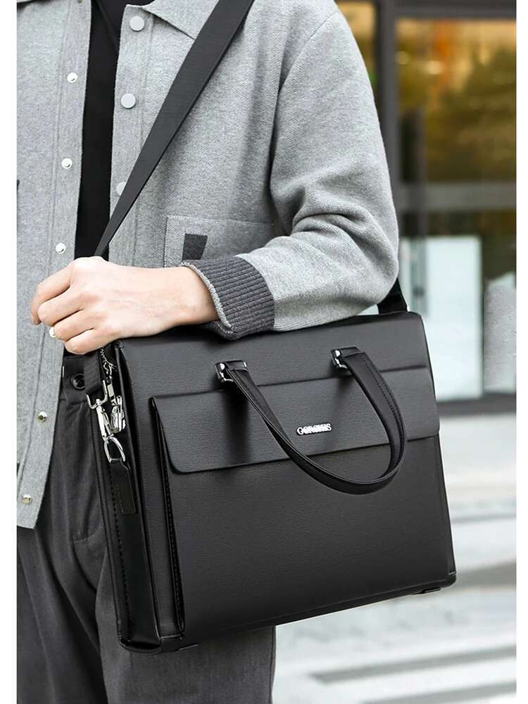 Executive Briefcases For Men PU Leather Designer Password Lock Business Office 15.6 Inch Laptop Handbag Messenger Bag
