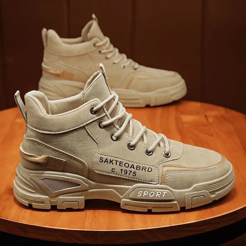 2025 Four Seasons Martin Korean Edition Men's Design Multi Functional Sports Shoes Outdoor Work Clothes Mid Cut Short Fashion Shoes Men's Bo