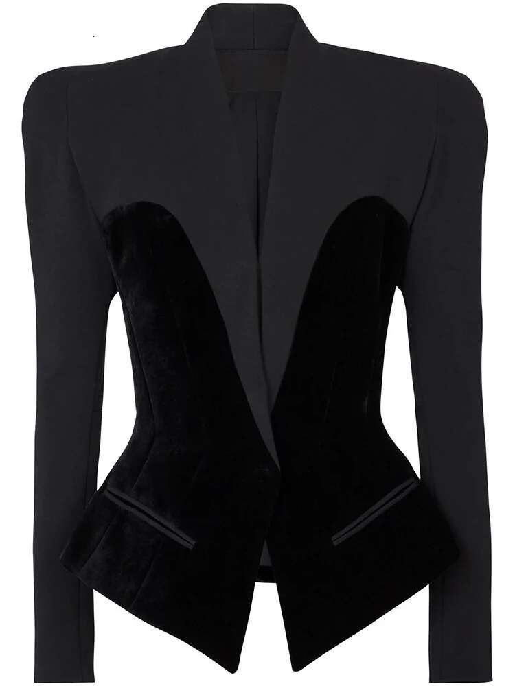 HIGH STREET Newest 2024 Designer Jacket Women's Slim Fitting Patchwork Veet Blazer
