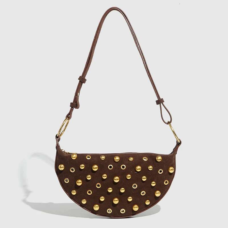 Saddle Underarm Bags For Women Designer Handbags And Purses 2025 New In Casual Rivet Decoration Double Shoulder Strap