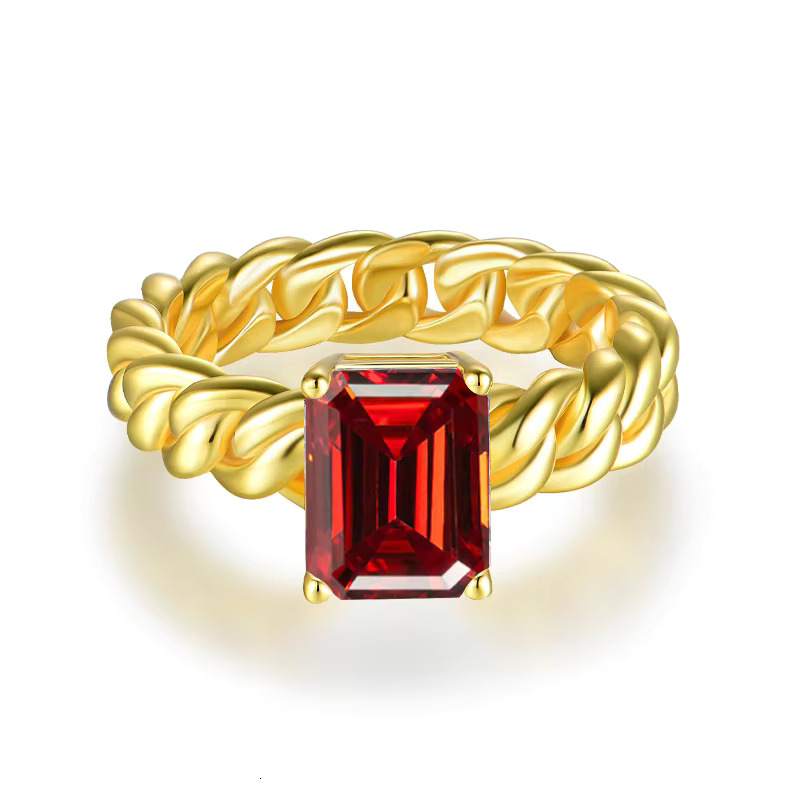 Wholesale Fashion Hip Hop Jewelry Solitaire Rings 925 Silver Emerald Cut Moissanite Diamond Cuban Rings 3Ct for Men Women