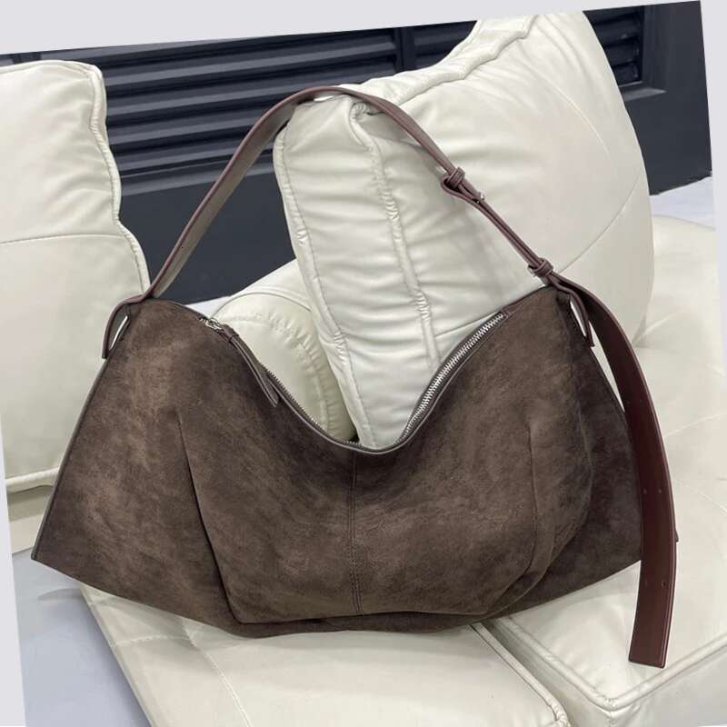 Vintage Faux Suede Slim Tote Bags For Women Designer Handbags And Purses New In Large Capacity Underarm Shoulder Bag