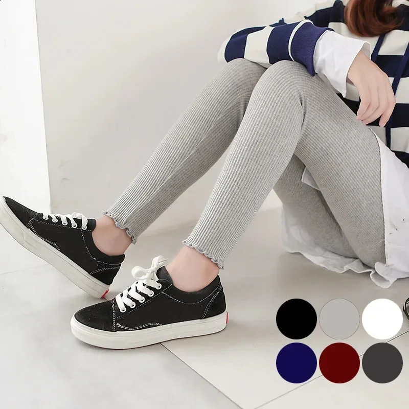 Spring Womens Leggings Cotton Ripped Sport Leggin Clothing For Ladies Korean Skinny Solid Pants Drop 250225