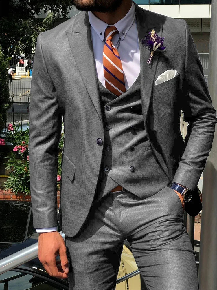 Dark Blue 3 Piece Slim Men Fashion Suit Cutsom Groom Wedding Tuxedo Prom Tailor Made Costume Homme Mariage 250227