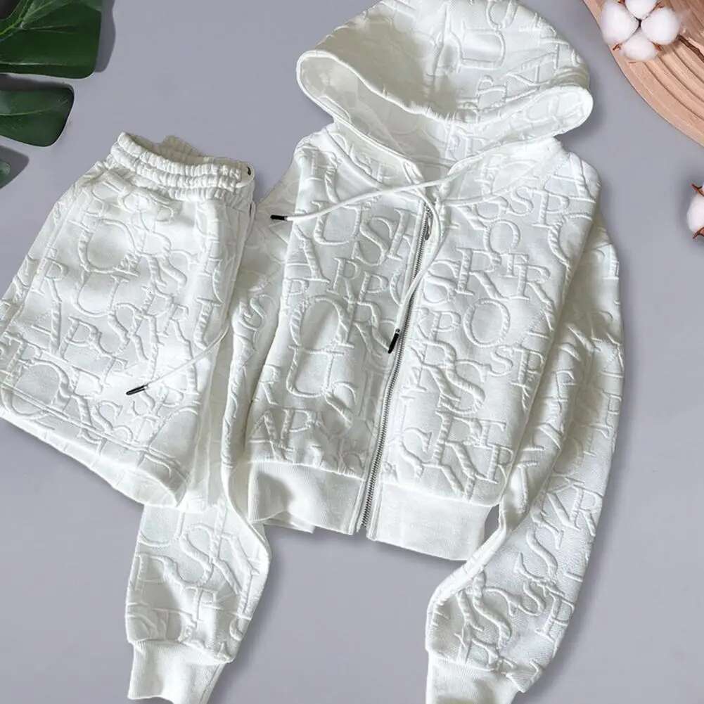 2025 New 2-piece/set Women's Hoodie Shorts Set Hoodie Zipper Long Sleeve Short Coat Elastic High Waist Pants Designer Sport Autumn/Winter Sport S